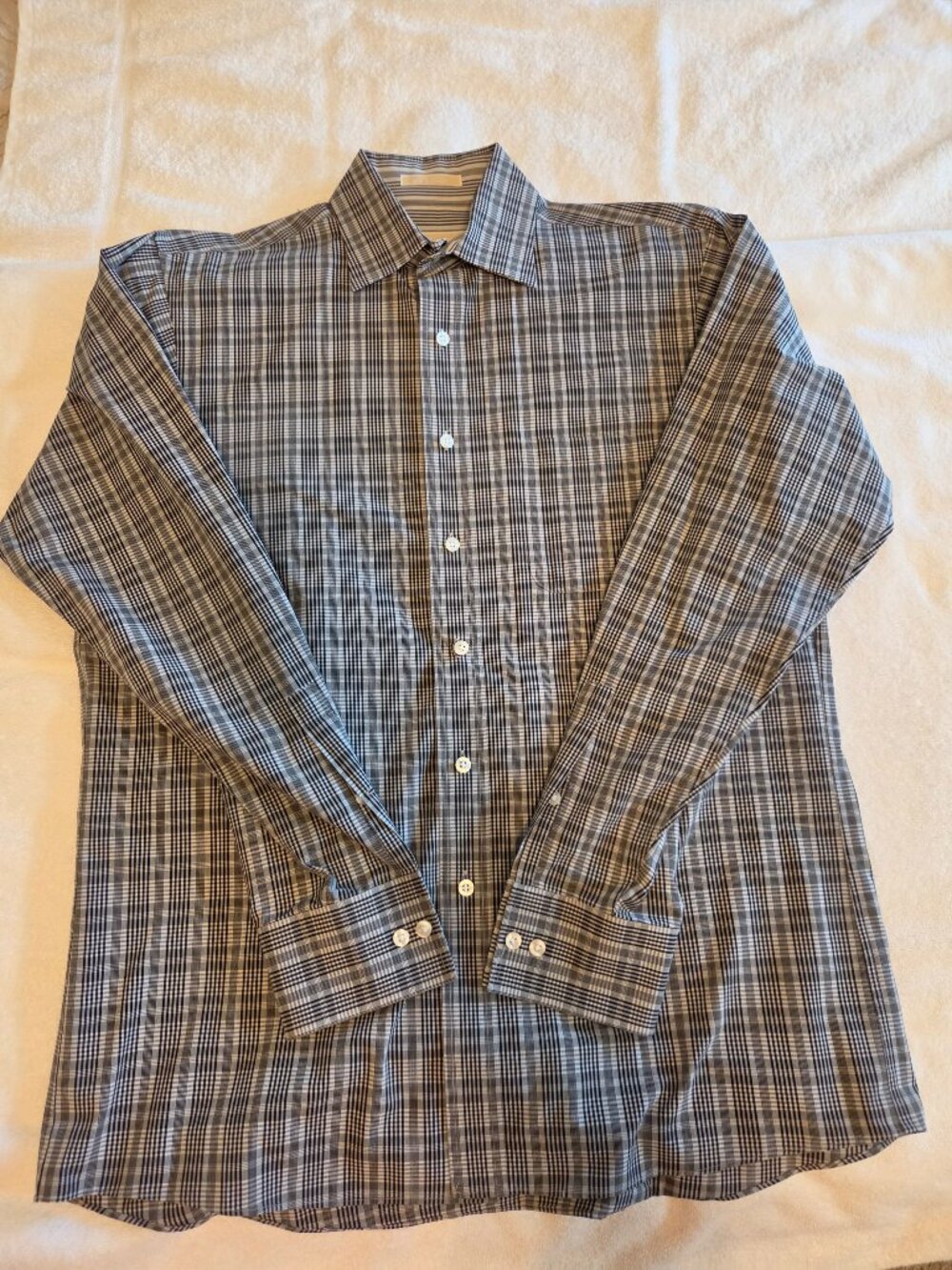Michael Kors Men's Gray/White Regular Fit Cotton Dress Shirt Size 16 34/35